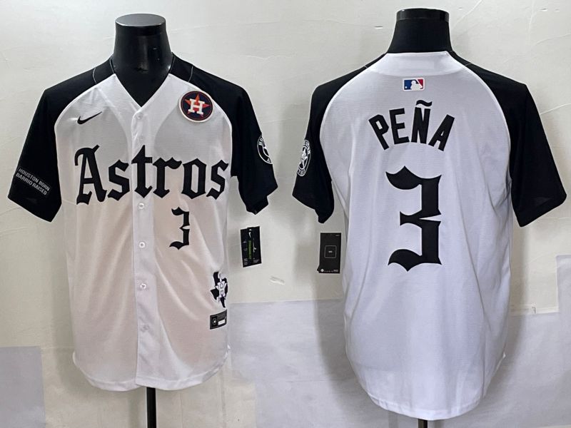 Men 2025 Houston Astros #3 Pena white black Five generations Joint Name Nike MLB Jersey style 8->houston astros->MLB Jersey